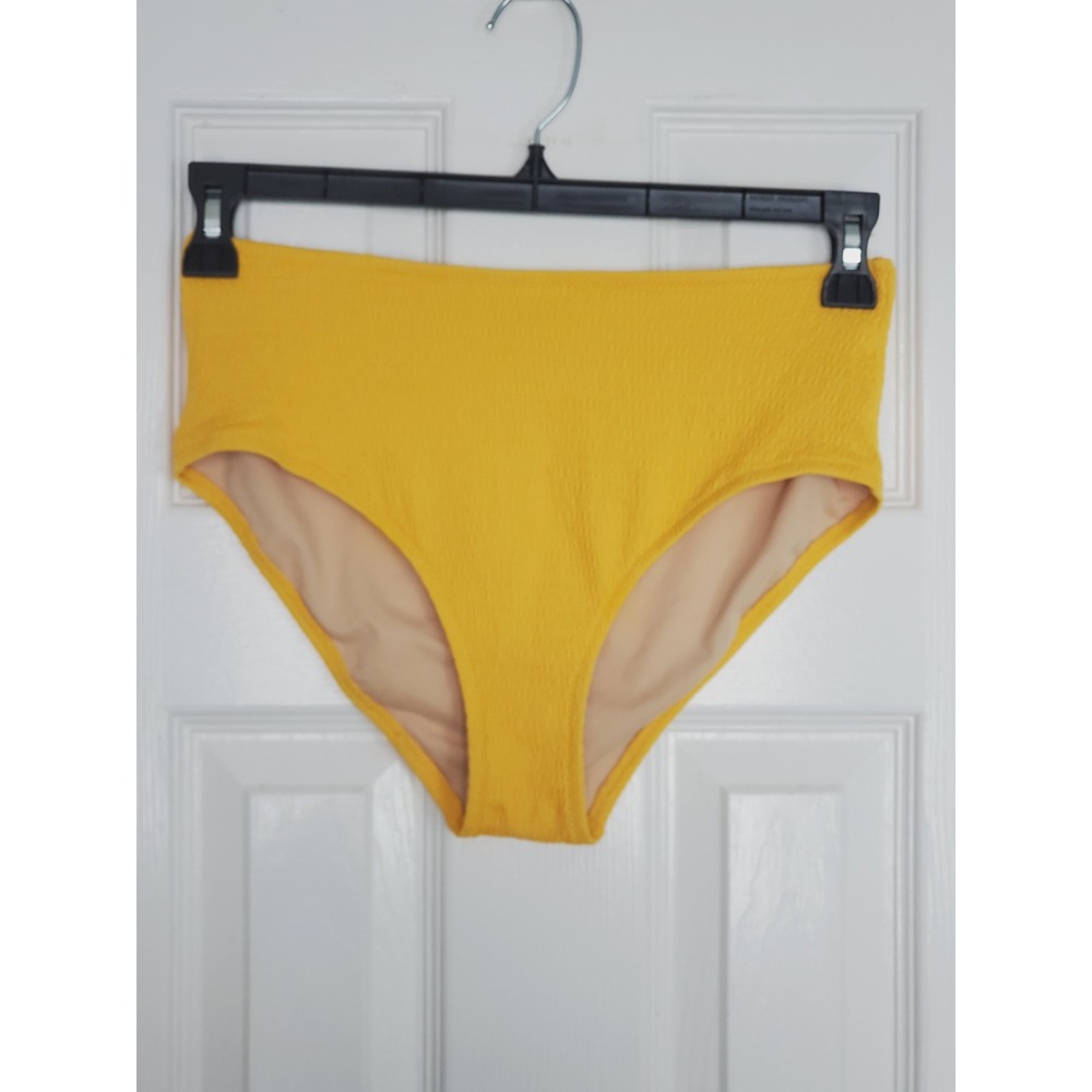 Old Navy Swim Bottoms Yellow High Waisted Textured Smocked Bikini‎ Briefs Size M